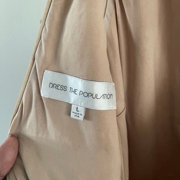 Dress The Population Sequined Mini Dress Womens L White Metallic Cocktail Party - Picture 5 of 11